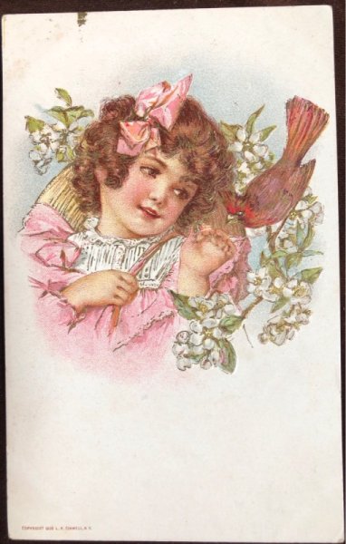 画像2: Postcard  小鳥と女の子 Maud Humphrey (2)