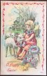 画像1: Postcard 　イースター　子羊とヒヨコと女の子 (1)