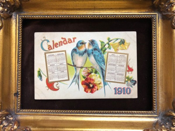 画像3: Postcard  新年祝い New Year  カレンダー 1910年 ツバメ (3)