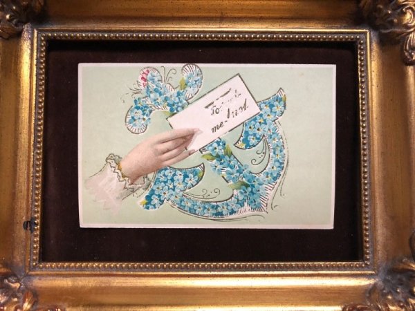 画像2: Postcard 忘れな草のお花のアンカーと女性の手  (2)