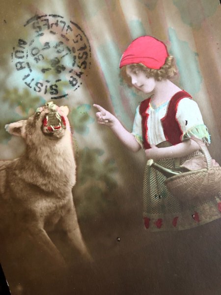 画像2: Postcard 童話 赤ずきんちゃんとオオカミ 1916年 (2)