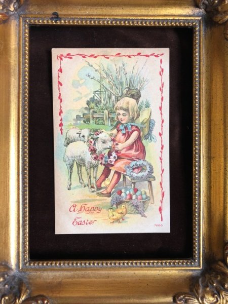 画像3: Postcard 　イースター　子羊とヒヨコと女の子 (3)