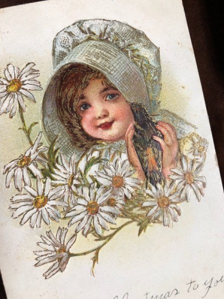 画像1: Postcard 　小鳥と女の子　Maud Humphrey (1)