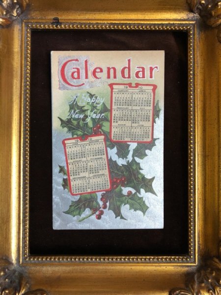 画像2: ▼SALE 500▼  Postcard New Year 新年祝い 1910年 カレンダー ホーリー (2)