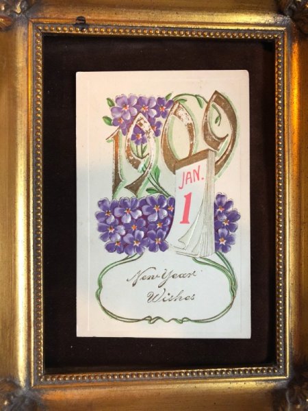 画像2: Postcard スミレのお花 カレンダー 1909年 (2)