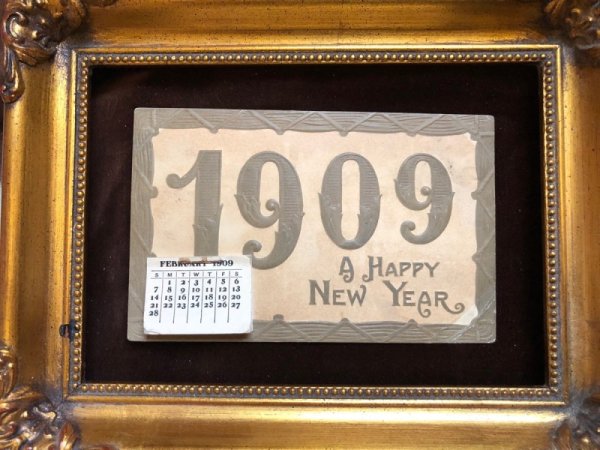 画像4: Postcard  新年祝い New Year  カレンダー付き 1909年 (4)