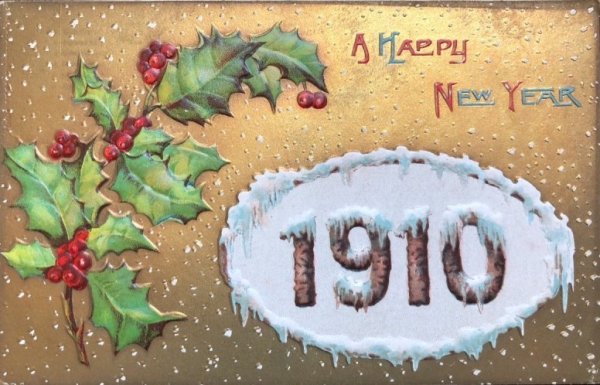 画像1: Postcard 　新年祝い　New Year 　1908年　ホーリー　未使用 (1)