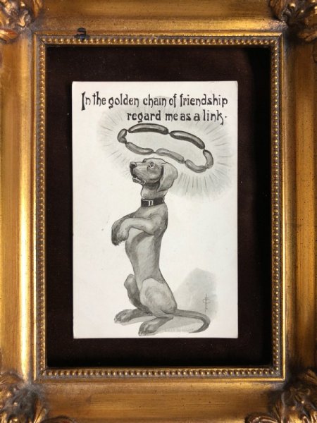 画像2: Postcard ダックスフンド犬とソーセージ  (2)