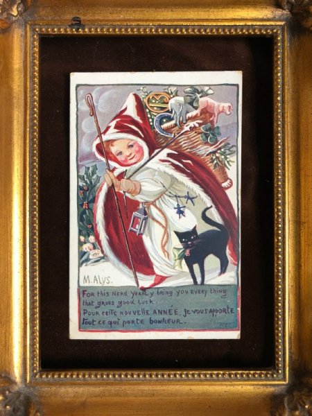 画像3: Postcard  クリスマスプレゼントを運ぶ魔女の女の子 1918年 フランス (3)