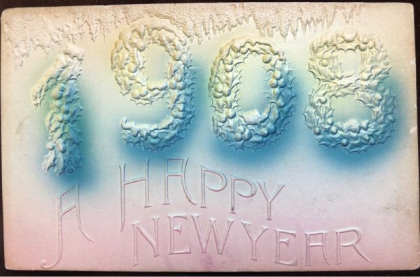 画像1: Postcard 　新年祝い　New Year 　ホーリー　1908年 (1)