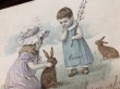 画像2: Postcard 　ウサギにリボンをつけてあげる女の子 (2)