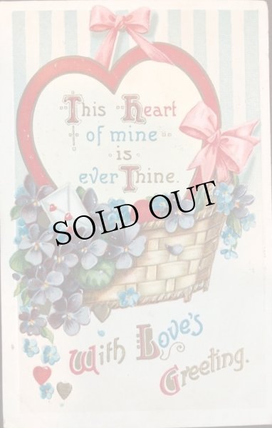 画像1: Postcard　スミレのお花　ハート　Elen Clapsaddle (1)