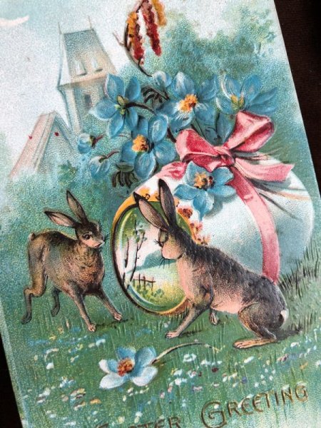 画像2: Postcard  イースター 大きな卵とウサギ  (2)