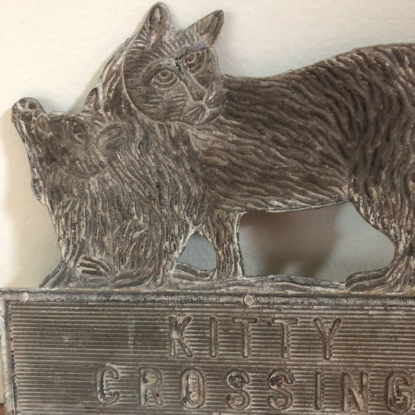 画像3: Vintage Garden/Plant Pick アンティーク 猫のガーデンピック KITTY CROSSING  メタル製 (3)