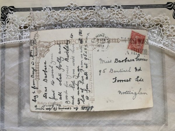 画像4: Postcard 乳母車を押す女の子とリス お人形 1933年 (4)