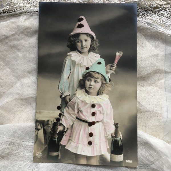 画像3: Postcard シャンパンと可愛い道化師さん 1911年 (3)