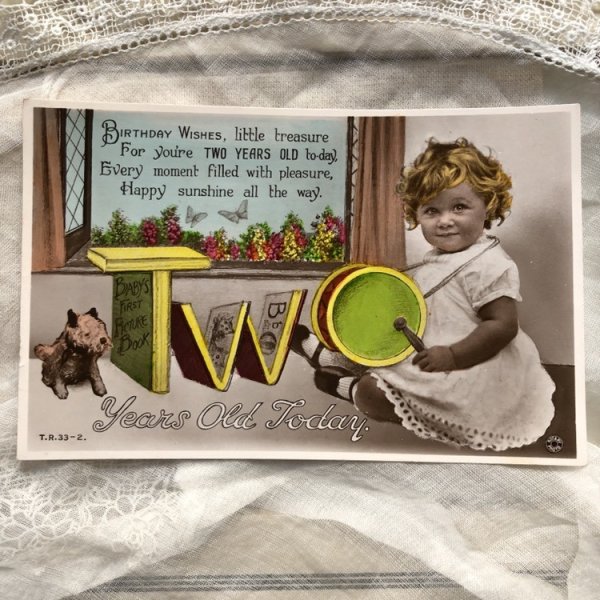 画像3: Postcard ドラムと女の子 犬のぬいぐるみ イギリス (3)