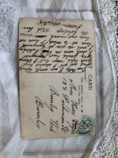 画像3: Postcard   乳母車のお人形さんとボンネット帽子の女の子   イギリス1907年 (3)