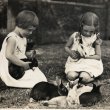 画像1: Postcard　ウサギと女の子たち　オランダ1935年 (1)