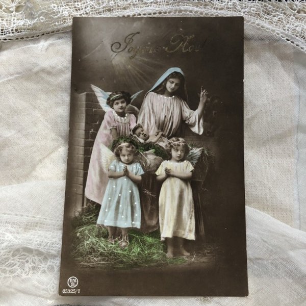 画像2: Postcard クリスマス 聖母子を祝福する可愛い天使たち 1912年 (2)