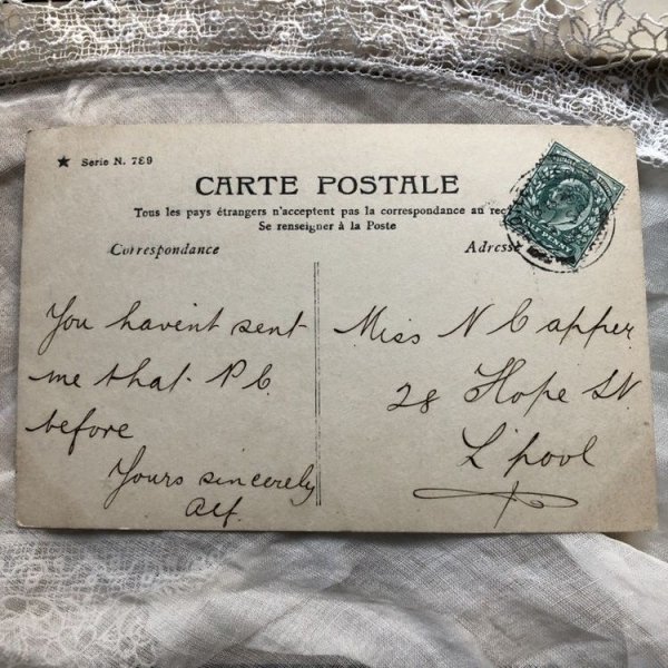 画像3: Postcard りんご?を切る女の子 イギリス1904年 (3)