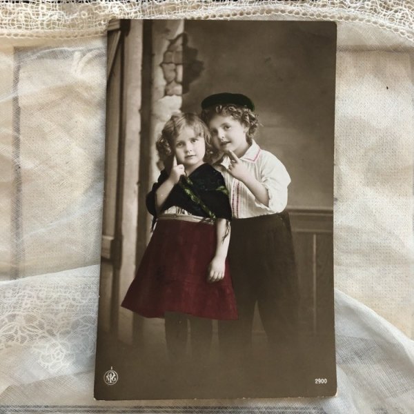画像2: ▼SALE 500▼ Postcard 男の子と女の子 イギリス1914年 (2)