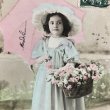 画像1: Postcard　ドレスの女の子　傘　フランス1909年 (1)