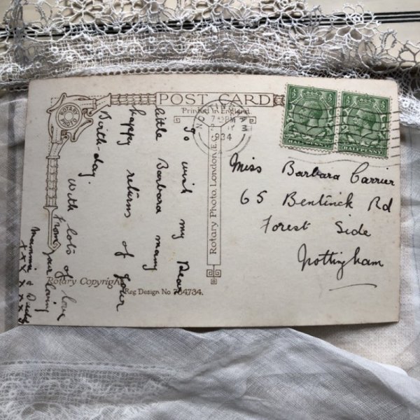 画像3: Postcard ドラムをたたく女の子 犬のぬいぐるみ イギリス1934年 (3)