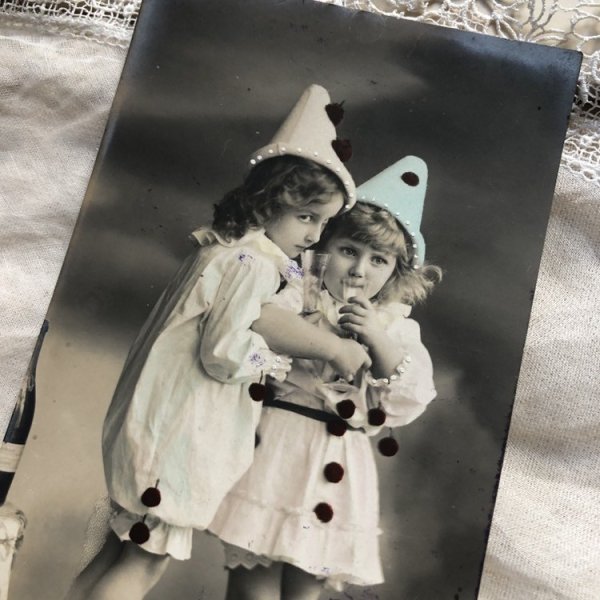 画像3: Postcard シャンパンと可愛い道化師さん 1911年 (3)