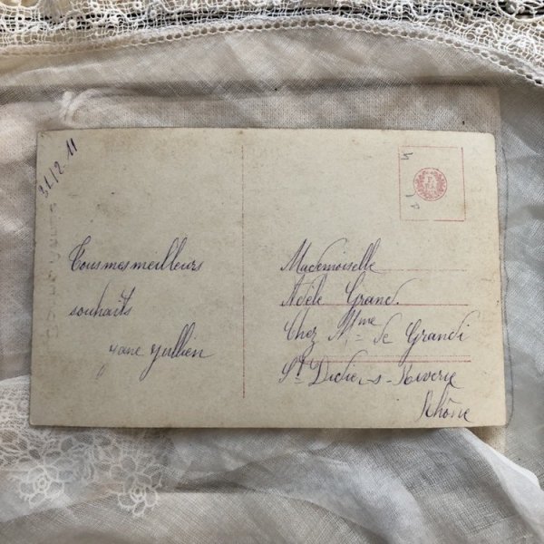 画像3: Postcard バスケットと女の子 フランス1911年 (3)