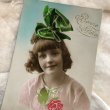 画像1: Postcard　リボンの女の子　フランス 1922年 (1)