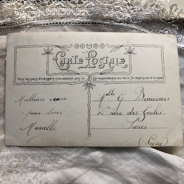 画像3: Postcard お花籠と女の子 フランス1910年 (3)