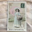画像2: Postcard　ドレスの女の子　傘　フランス1909年 (2)