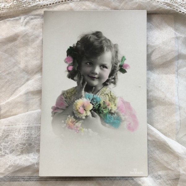 画像2: Postcard お花と女の子 (2)