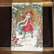 画像2: Postcard　新年祝い　New Year 　祝杯を挙げる赤いコートの女の子　キノコ　1906年 (2)