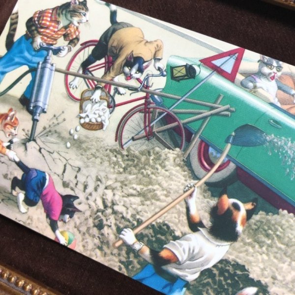 画像2: Postcard 猫の道路工事 Mainzer cat  (2)