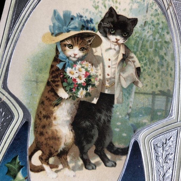 画像2: Postcard New Year 正装してお出かけする猫たち  (2)