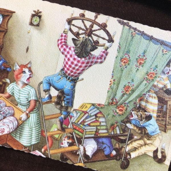 画像2: Postcard 電球交換 作業中の猫 Mainzer cat 未使用 (2)