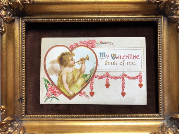 画像2: ▼SALE 500▼  Postcard バレンタイン ハート ラッパを吹く天使 Ellen Clapsaddle 未使用 (2)