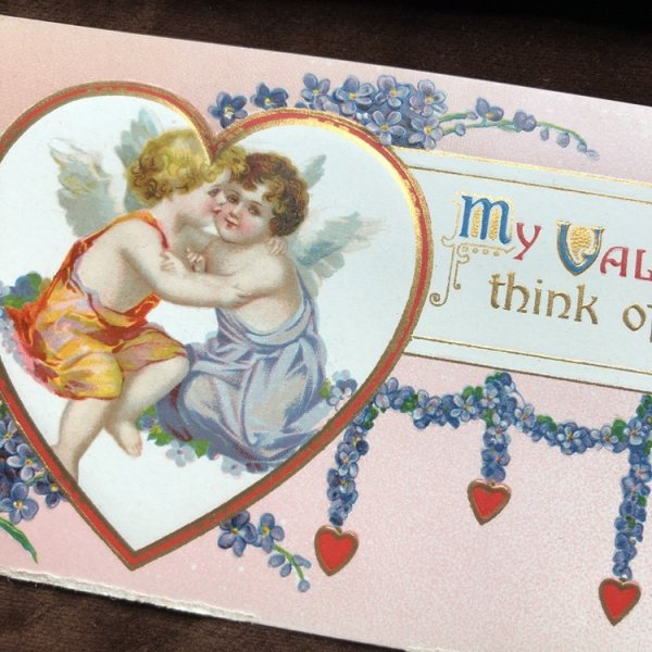 画像3: ▼SALE 500▼  Postcard バレンタイン 2人の天使 ハート  Ellen Clapsaddle 未使用 (3)