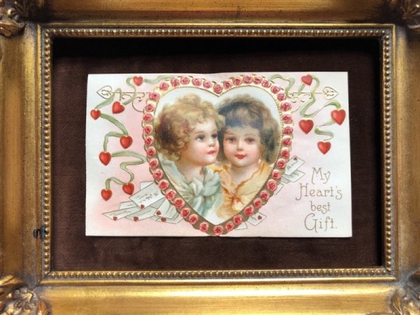 画像2: ▼SALE 500▼  Postcard バレンタイン 2人の女の子 ハート  Ellen Clapsaddle 未使用 (2)
