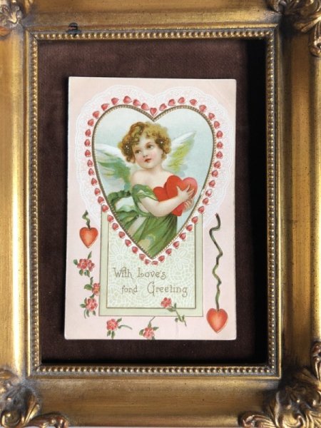 画像3: Postcard バレンタイン ハートと天使 Ellen Clapsaddle (3)