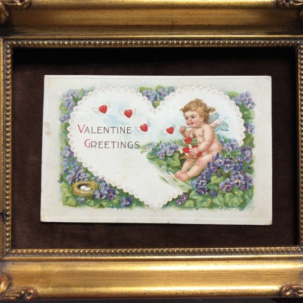 画像3: Postcard バレンタイン ハートを飛び立たせる天使  1915年 (3)