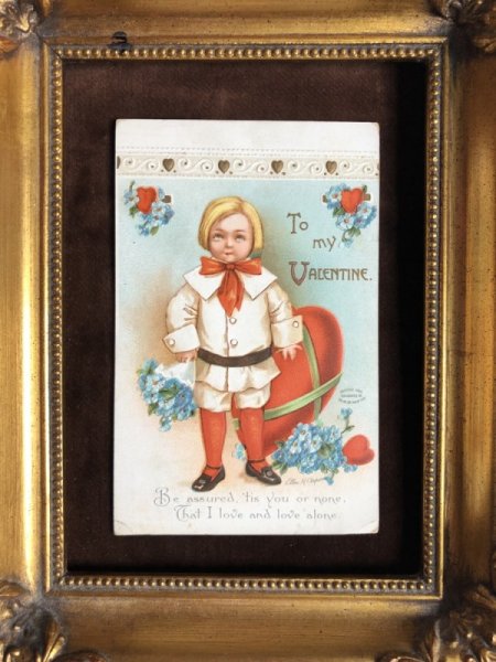 画像4: Postcard バレンタイン 大きなハートと男の子 Ellen Clapsaddle 1916年 (4)
