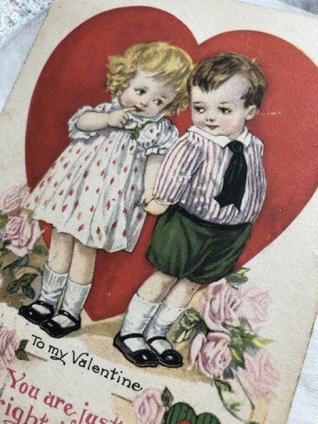 画像2: Postcard バレンタイン 小さな恋人たち アメリカ1927年 (2)