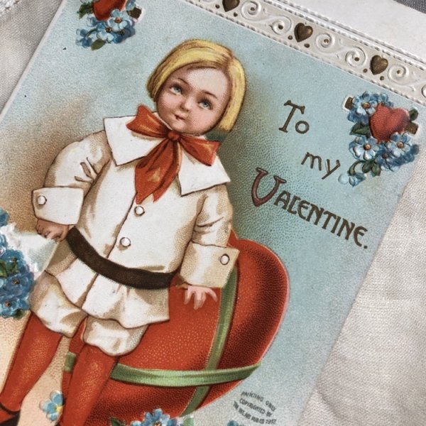 画像2: Postcard バレンタイン 大きなハートと男の子 Ellen Clapsaddle 1916年 (2)