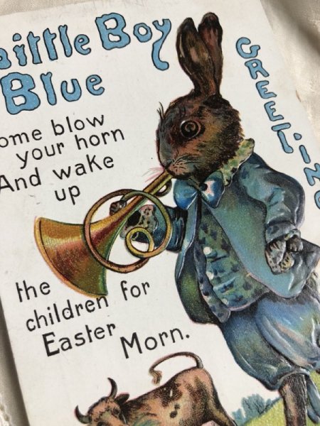 画像2: Postcard イースター ブルー坊やのウサギさん マザーグース童謡 1911年 (2)