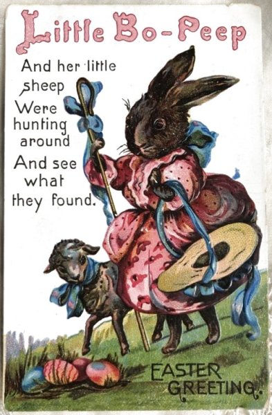 画像1: Postcard　イースター　Little Bo - Peep 小さな羊飼いのウサギさん　マザーグース童謡  (1)