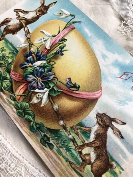 画像2: Postcard イースター 大きな卵を運ぶウサギさん (2)