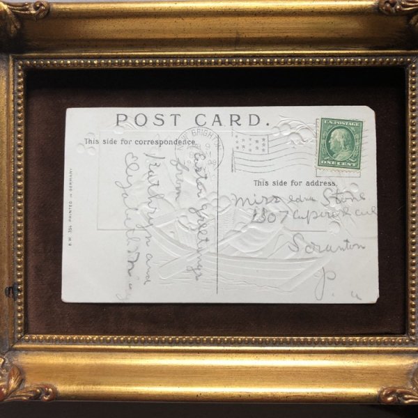 画像6: Postcard イースター 卵とボートに乗るウサギさん 船 スズラン 1909年 (6)